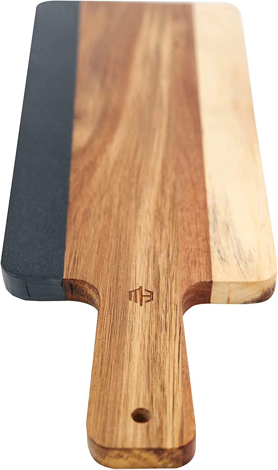 Price:$34.99 Wood and Natural Black Slate Cheese Board with Handle, Charcuterie Platter for Wine, Cheese, Meat: Home & Kitchen