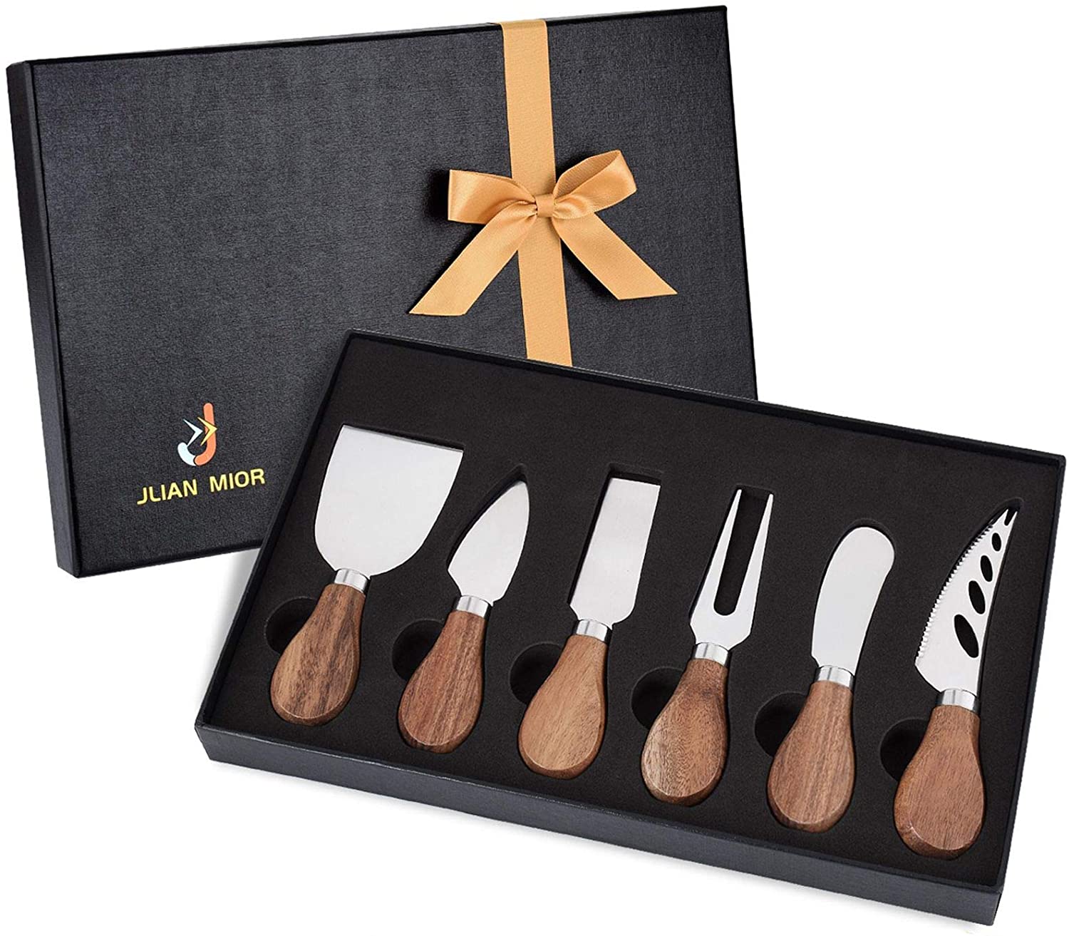 Price:$25.88 6-Piece Cheese Knives Set, Stainless Steel Cheese Knife Collection (Acacia Wood Handle): Home & Kitchen