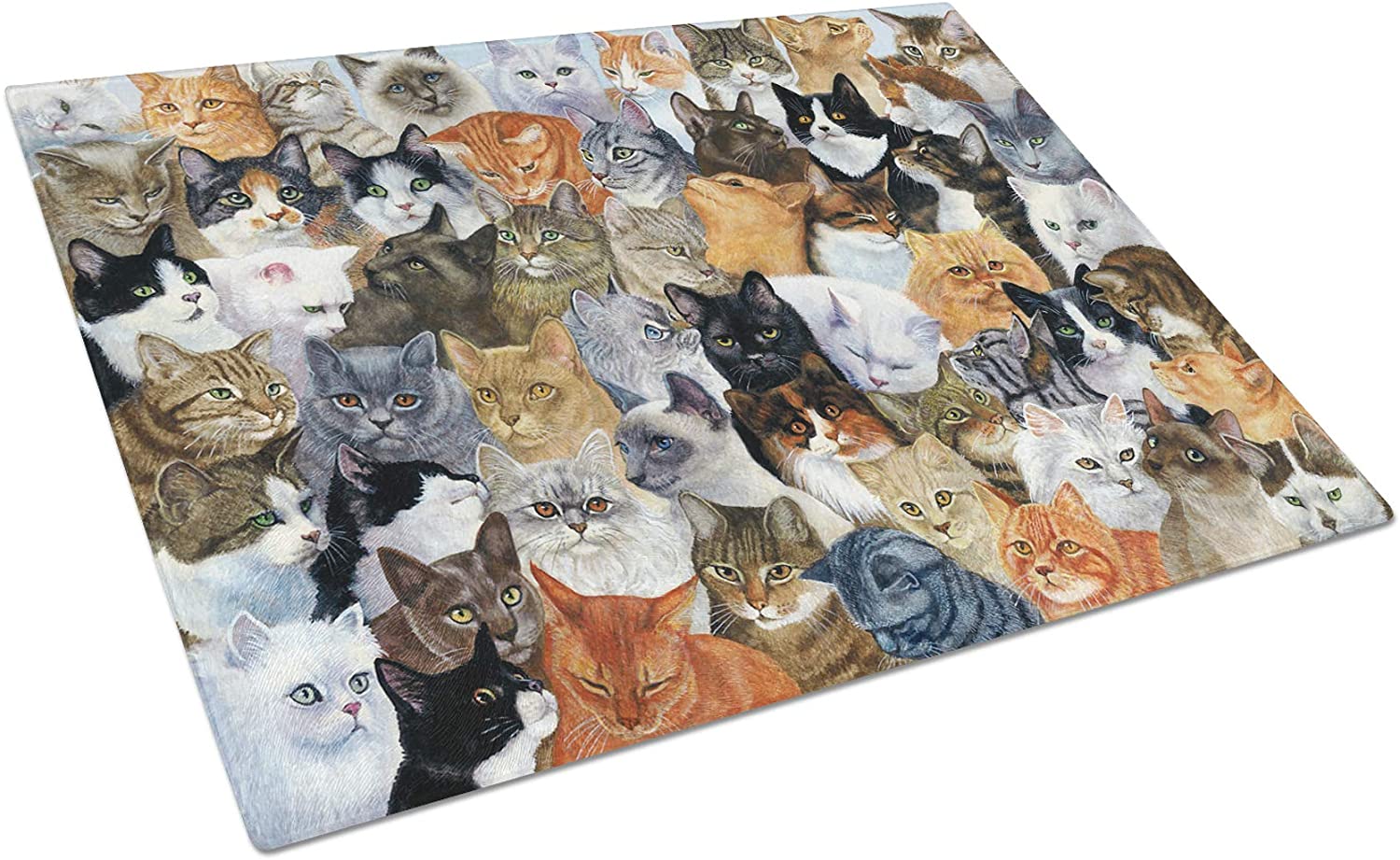 Price:$29.74 Treasures BDBA0414LCB Cats Galore Glass Cutting Board Large, 12H x 16W, multicolor: Home & Kitchen