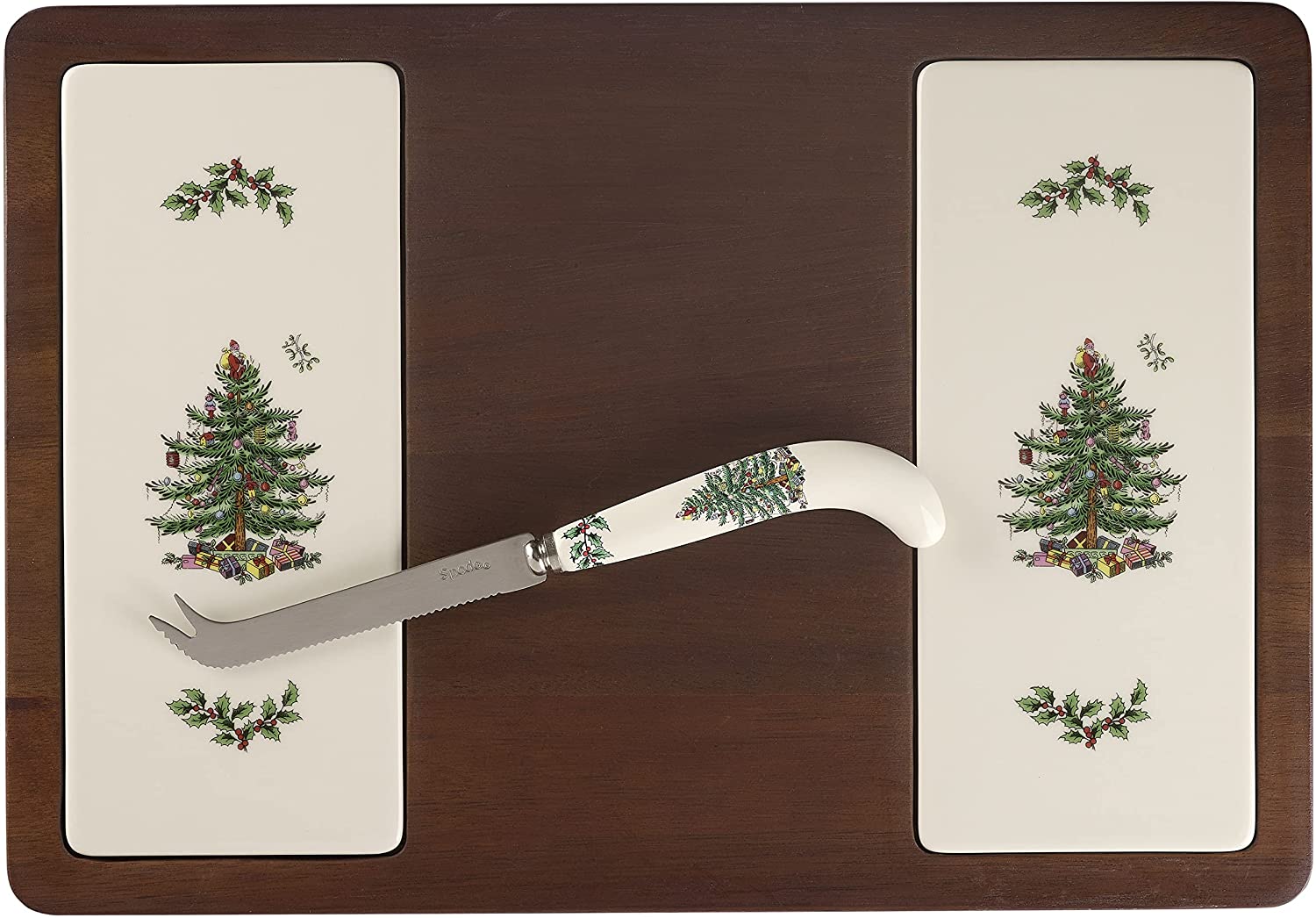 Price:$37.13 - Christmas Tree Collection - Cheese Board with Cheese Knife - Measured at 13"L x 9"W x 1.9"H - Hand Wash Only: Home & Kitchen