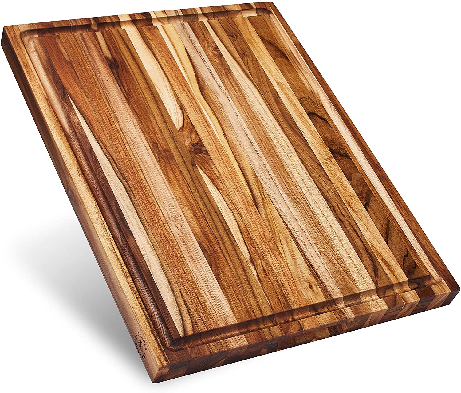 Price:$69.95 Los Angeles, Large Teak Wood Cutting Board with Juice Groove, Reversible 18x14x1.25 in (Gift Box Included): Home & Kitchen