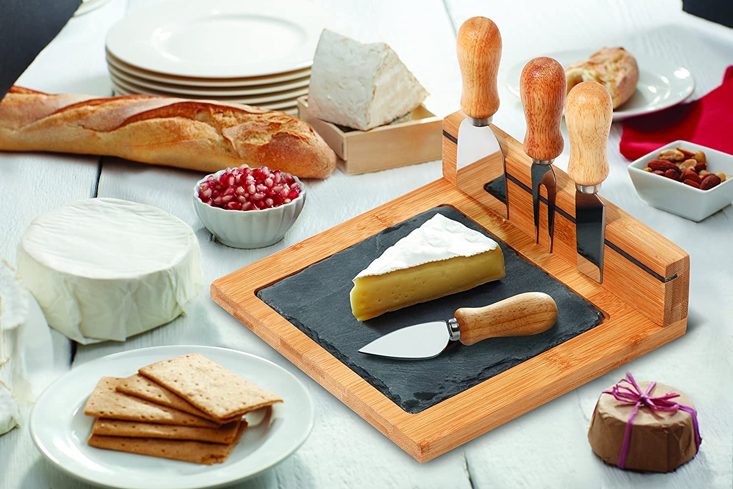 Price:$21.99 Basics Select 6-Piece Slate Cheese Board Set, Multicolor: Cheese Servers