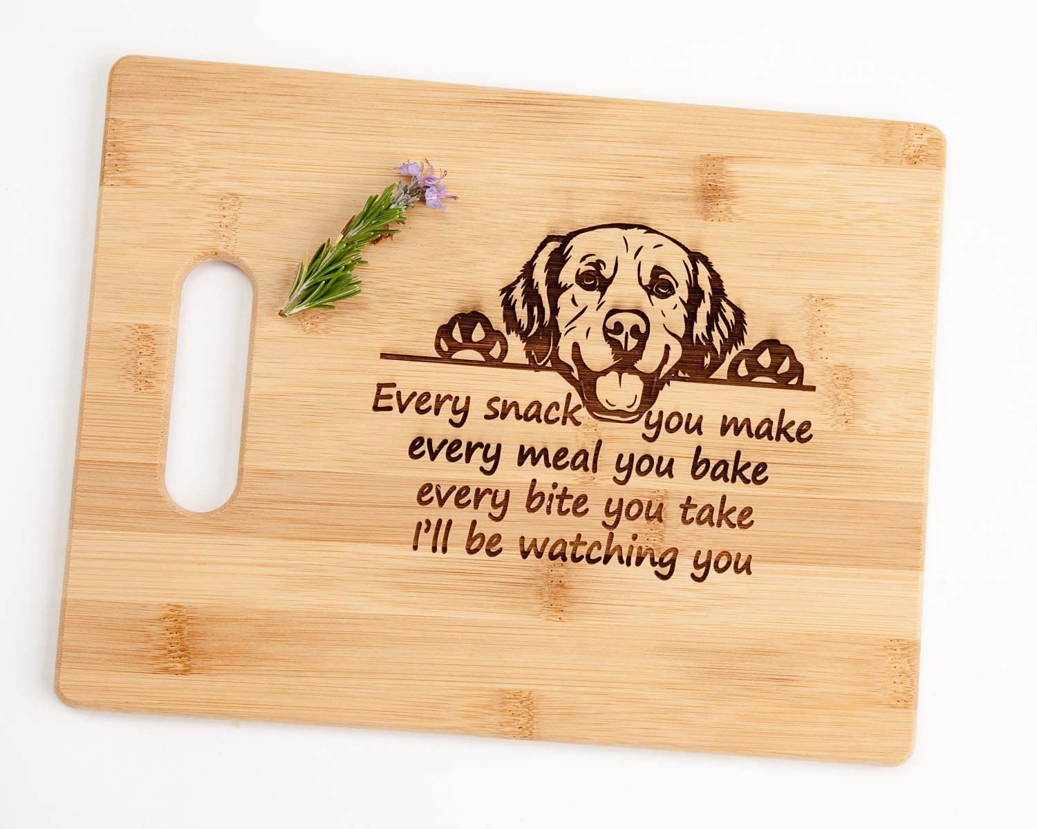 Price:$34.99 Snack you Make Meal You Make I'll be Watching You Funny Dog Pet Gift Cutting Board 8.5 x 11": Home & Kitchen