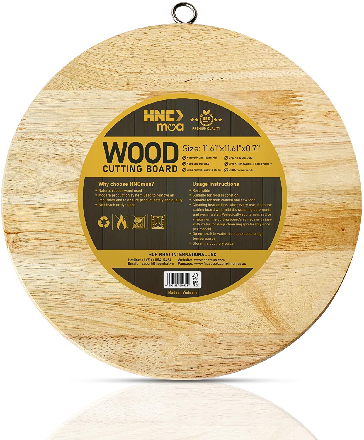 Price:$16.99 ECOLIFE Round Wood Cutting Board - Multipurpose Cutting Board for Chopping Meat, Vegetables, Fruits - Charcuterie Tray and Cheese Board - With Stainless Steel Hanging Ring - 11.61x11.61x0.71inch: Home & Kitchen