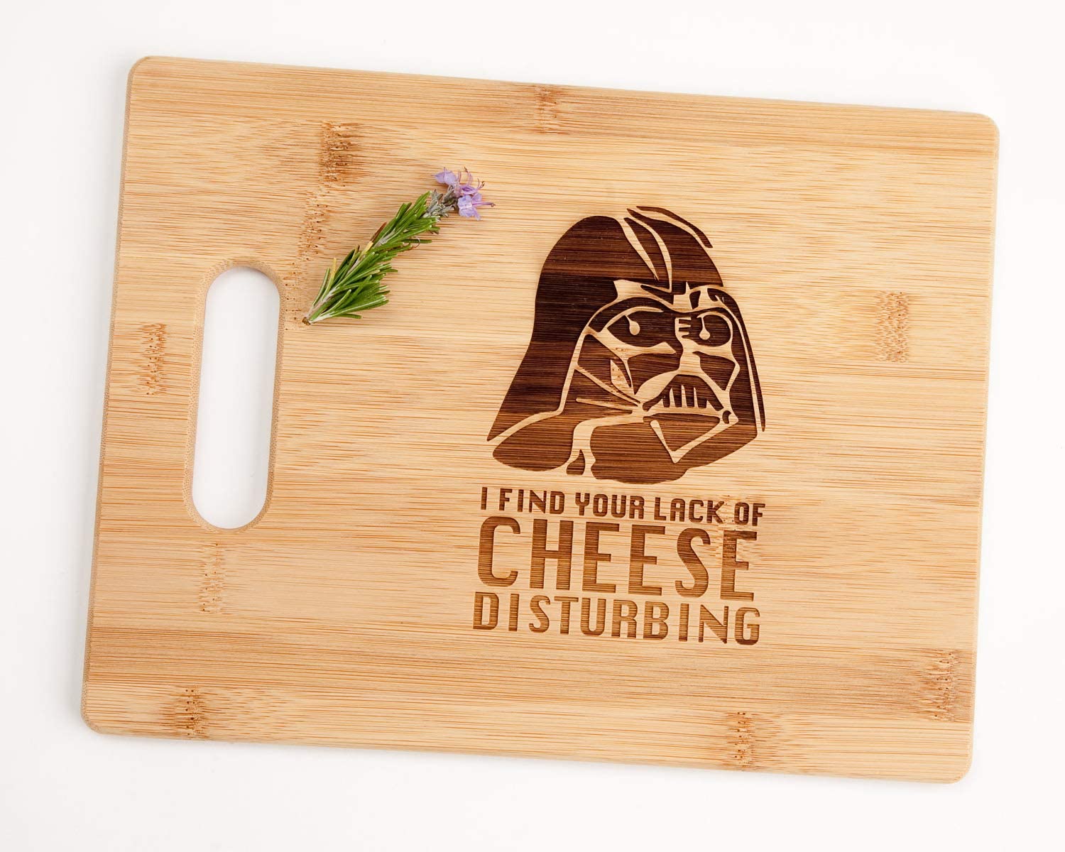 Price:$24.99 Vader 8.5"x11" (I Find Your Lack Of Cheese Disturbing) Engraved Bamboo Wood Cheese Cutting Board with Handle Star Wars Gift: Home & Kitchen
