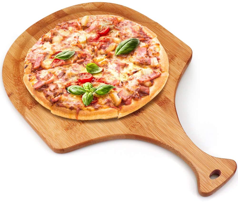 Price:$14.99 pizza peel, Wood Serving Pan, Cheese and Charcuterie Boards, Pizza Board Pizza Paddle Cutting Board with Handle for Baking Pizza, Bread, Cutting Fruit, Vegetables, Cheese and Serving board: Home & Kitchen