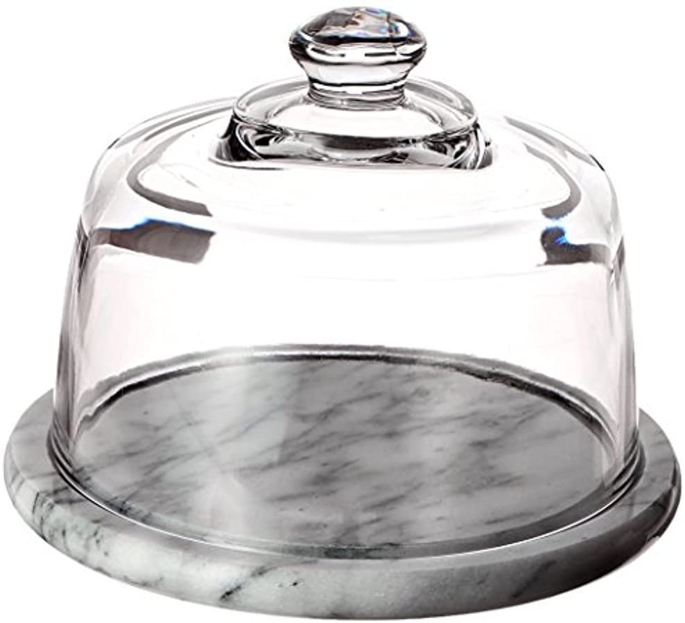 Price:$30.60 Glass Cheese Dome with Marble Base , Off-White : Everything Else