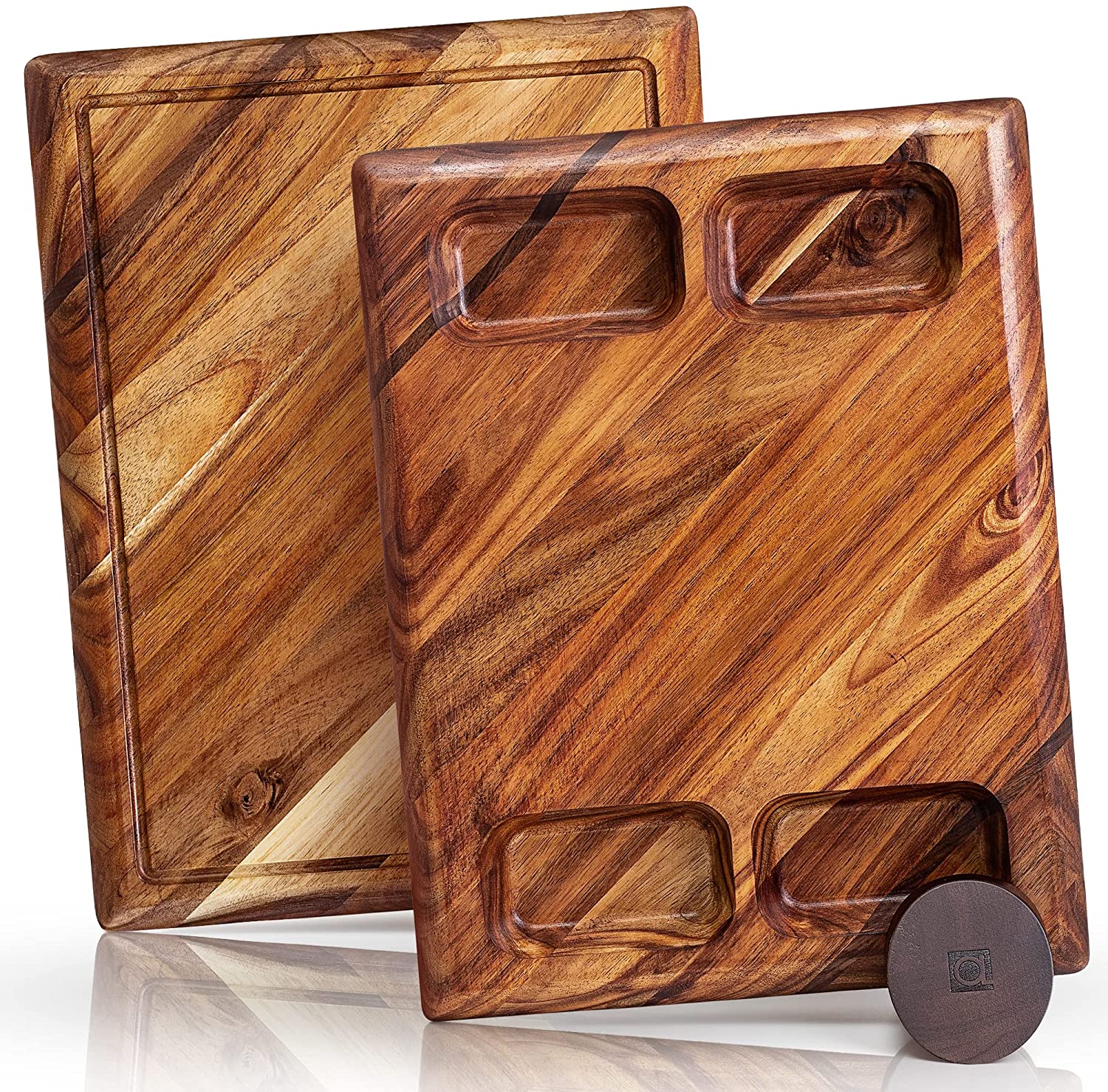 Price:$59.99 Wood Cutting Board - Large Acacia Butcher Block Chopping Board for Kitchen w/ Stand, Sustainable Wood, Juice Groove - Doubles as 4 Compartment Serving Board - Apace Living 17x13x1.5: Home & Kitchen