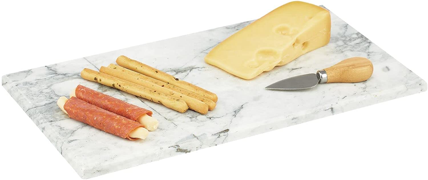Price:$27.99 Modern Marble Pastry Board, Cutting Board, Serving Tray - for Food, Tea, Coffee, Breakfast, Snacks, Cheese, Appetizers - Use in Kitchen, Bathroom, Office - White Marble: Home & Kitchen