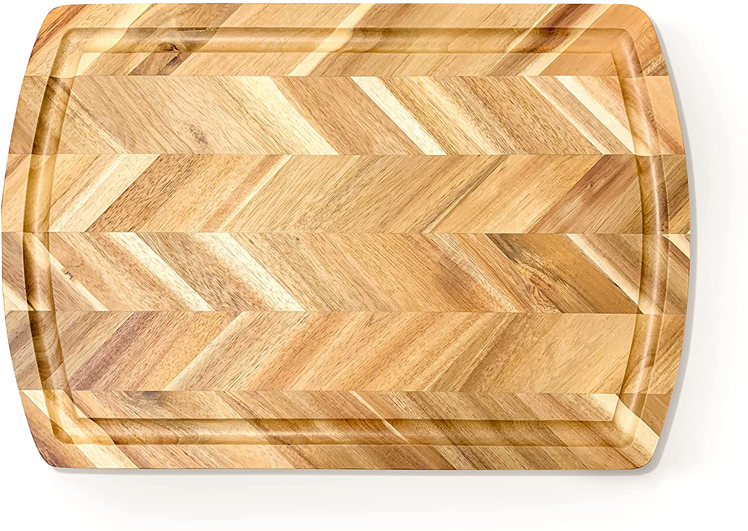 Price:$34.62 International Acacia Rect. Herringbone Design Chopping Board, Side Grooves, deep Well, 18X12X1”: Home & Kitchen