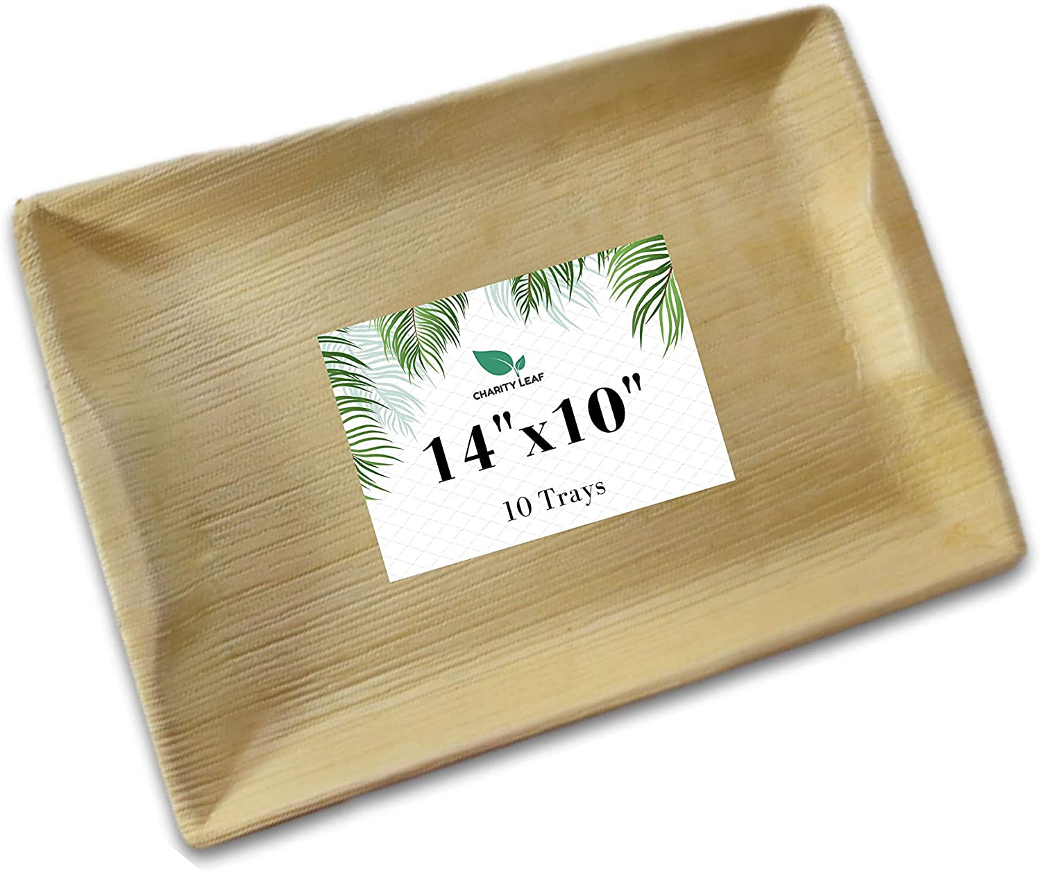 Price:$23.90 Leaf Disposable Palm Leaf Like Bamboo Serving Tray and Platter | All Natural & Biodegradable | Charcuterie Boards, Weddings and Parties | 14"x10" Rectangle (10 Trays): Platters