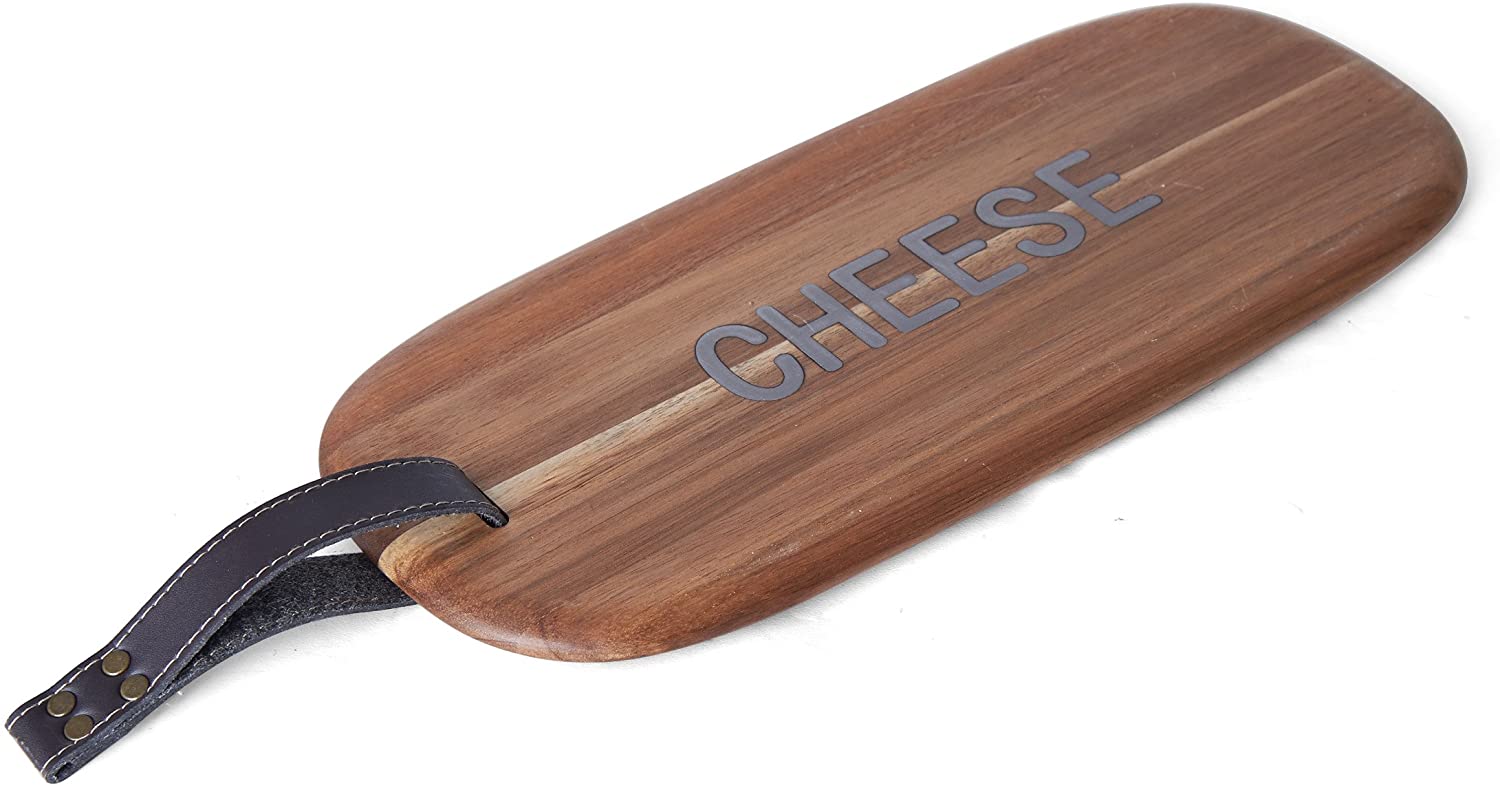Price:$24.99 Cheese Acacia Wood Serving Board with Sentiment, 21", Brown: Home & Kitchen
