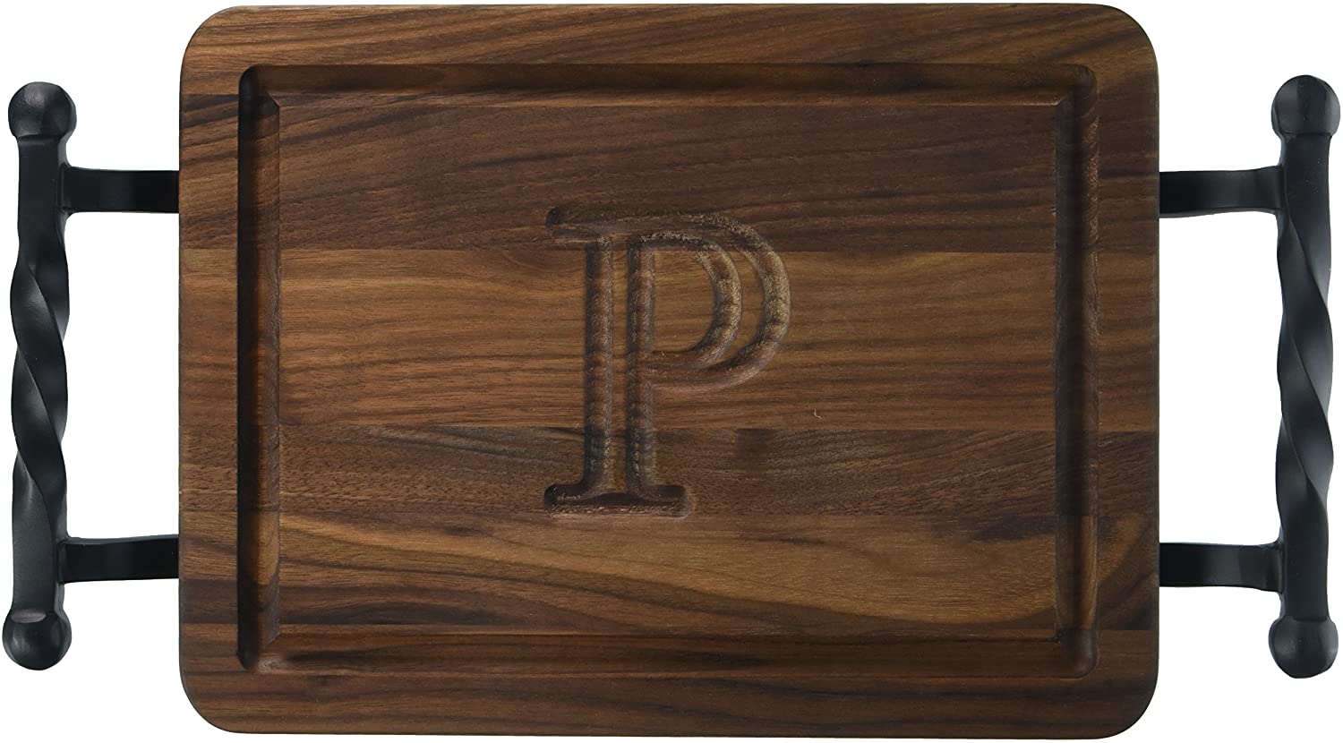Price:$46.06 Boards W200-STWB-P Thick Bar/Cheese Board with Twisted Ball Handle, 9-Inch by 12-Inch by 3/4-Inch, Monogrammed"P", Walnut: Bar Cutting Boards: Home & Kitchen
