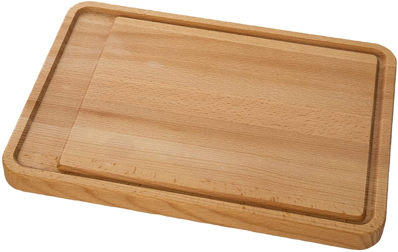 Price:$67.99 Secrets Wooden Cutting Board - Sustainable, Non-Slip Beech Wood Kitchen Chopping Board w/ Juice Grooves & Silicone Mat Ideal for Carving Meat, Fish, Chicken, Cheese, Vegetables, Fruits: Home & Kitchen
