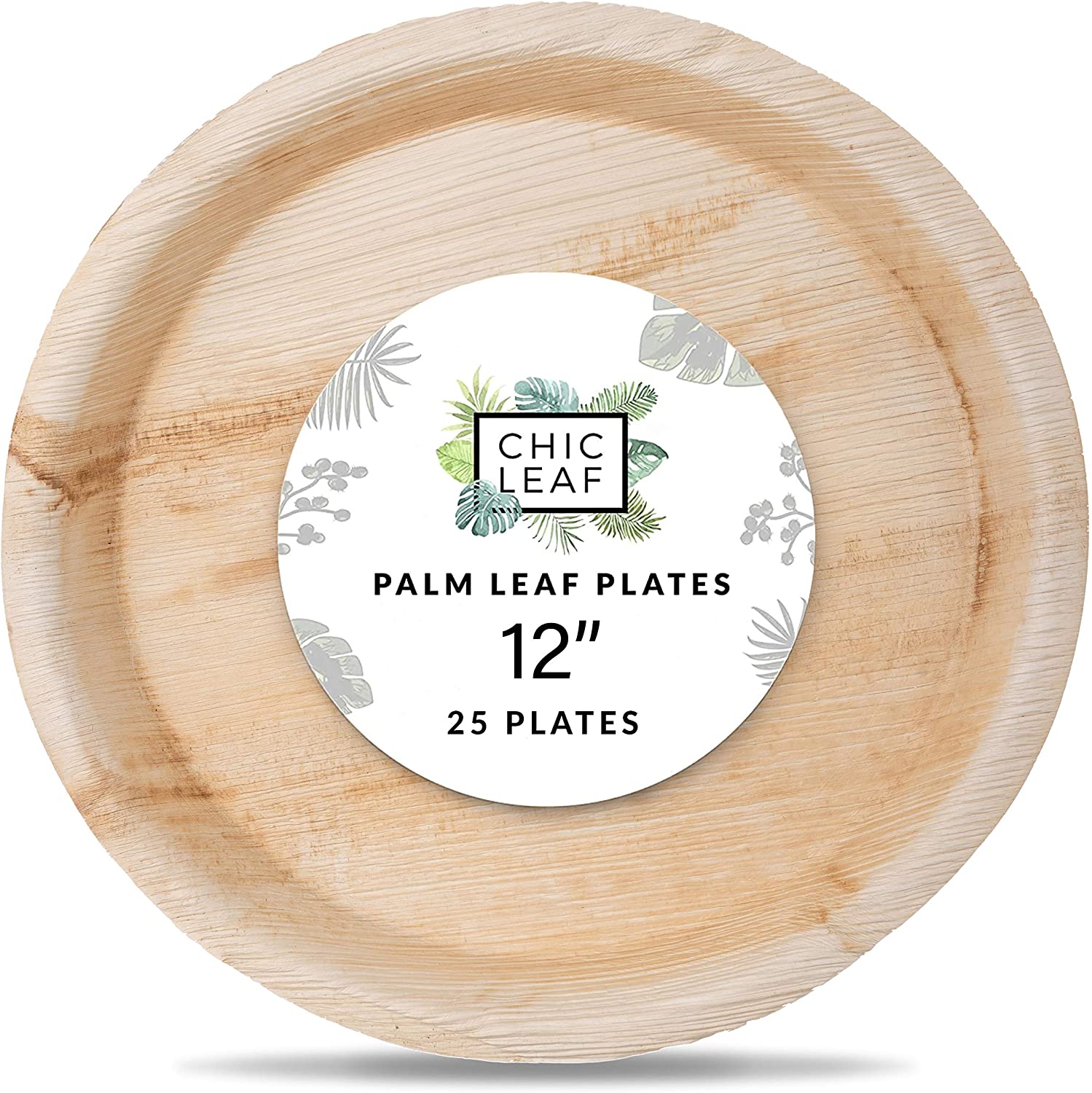 Price:$27.99 Leaf Palm Leaf Plates Disposable Bamboo Plates 12 Inch Round Trays (25 pk) Compostable and Biodegradable - Weddings Charcuterie Boards and Catering Disposable Party Trays : Health & Household