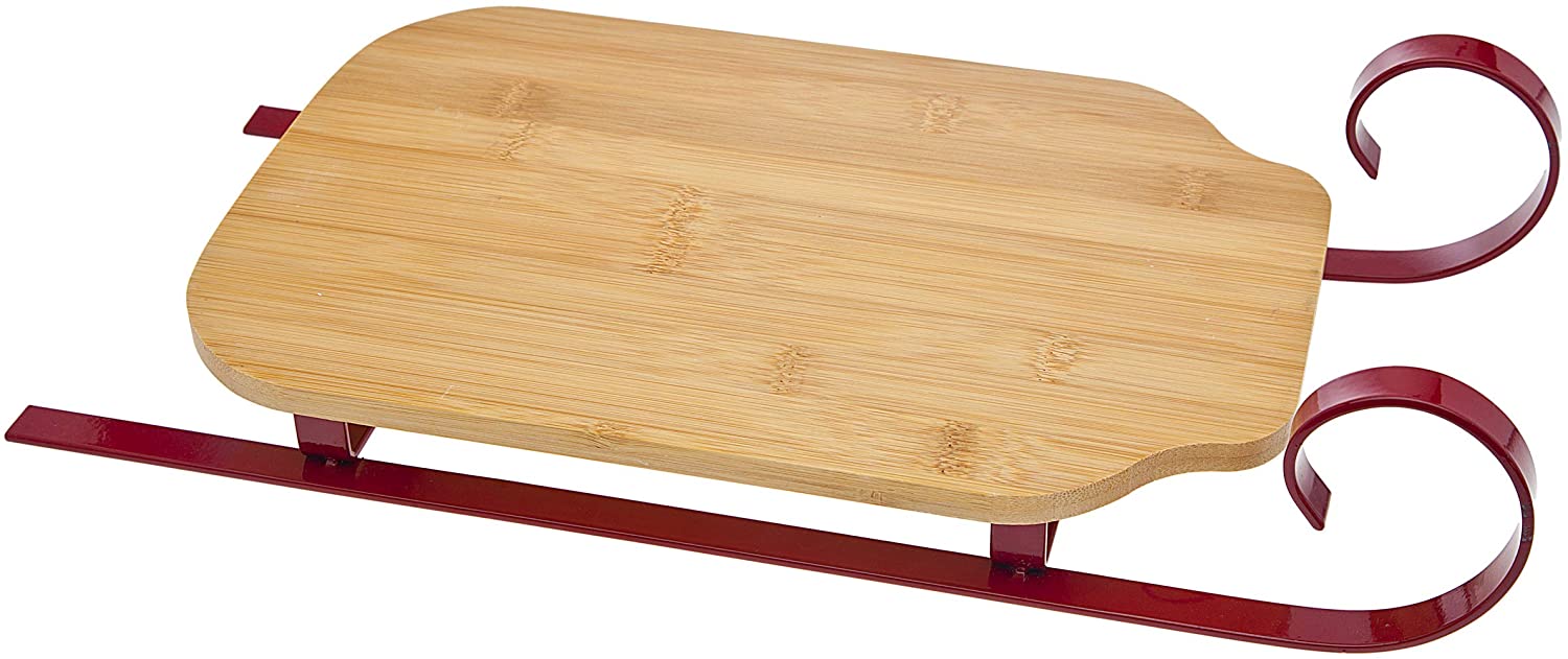 Price:$21.99 Silver Art Sleigh Cutting Board, 16", Red & Wood Finish: Platters