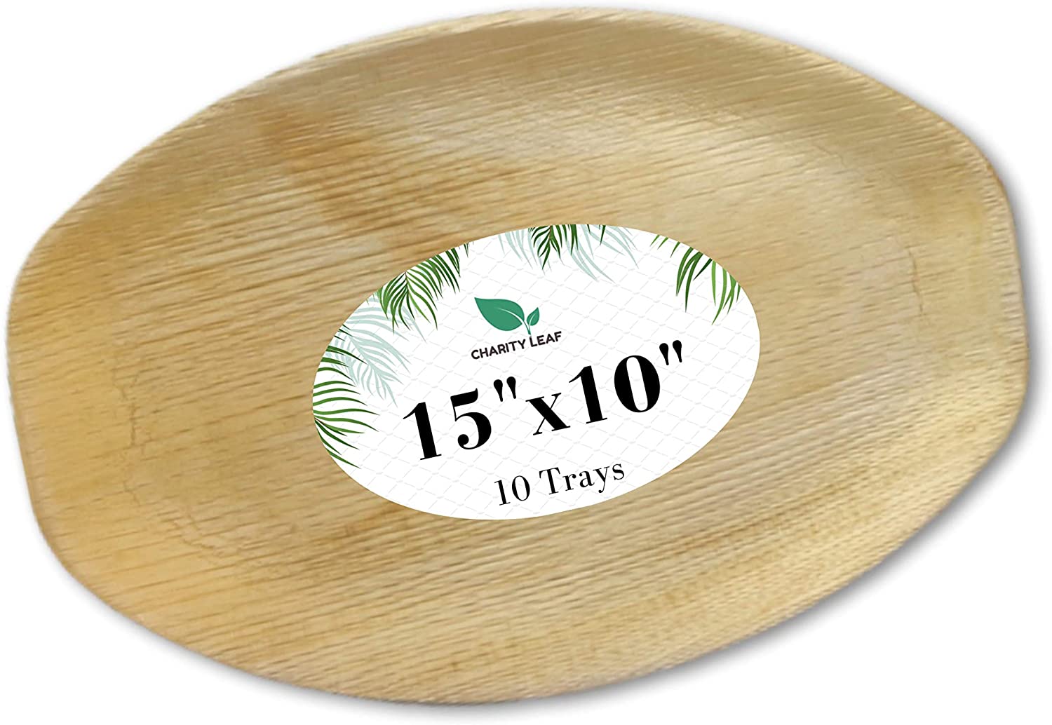 Price:$21.90 Leaf Disposable Palm Leaf Tray Like Bamboo Serving Tray and Platter | All Natural and Biodegradable | Weddings, Charcuterie Boards, BBQs, and Parties | Oval (10 trays) (15" x 10"): Platters