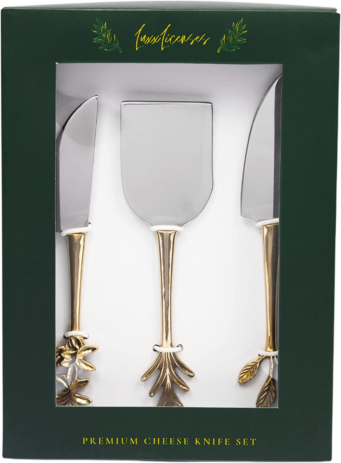 Price:$23.99 Handcrafted Cheese Knife Set - Gold Specialty Knives with Cutter Slicer and Spreaders in Gift Box - Dishwasher Safe Stainless Steel and Brass Utensil Tools Accessories for Charcuterie Board: Home & Kitchen
