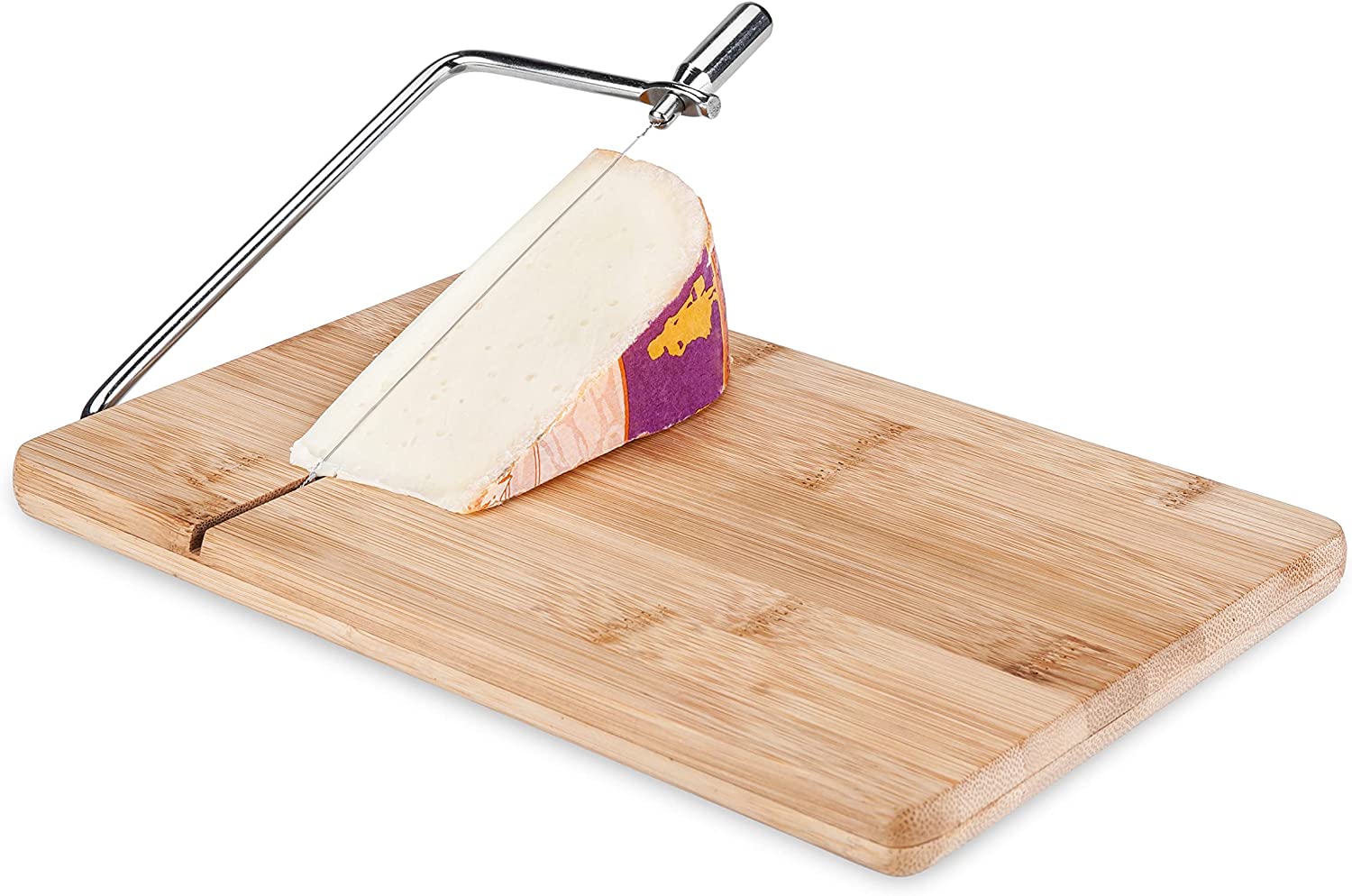 Price:$21.61 WireSlice Bamboo Cheese Slicing Board, Bamboo Wood with Built-In Slicer, 10" by 7.5", Cheese Service, Entertaining Gift Set: Home & Kitchen