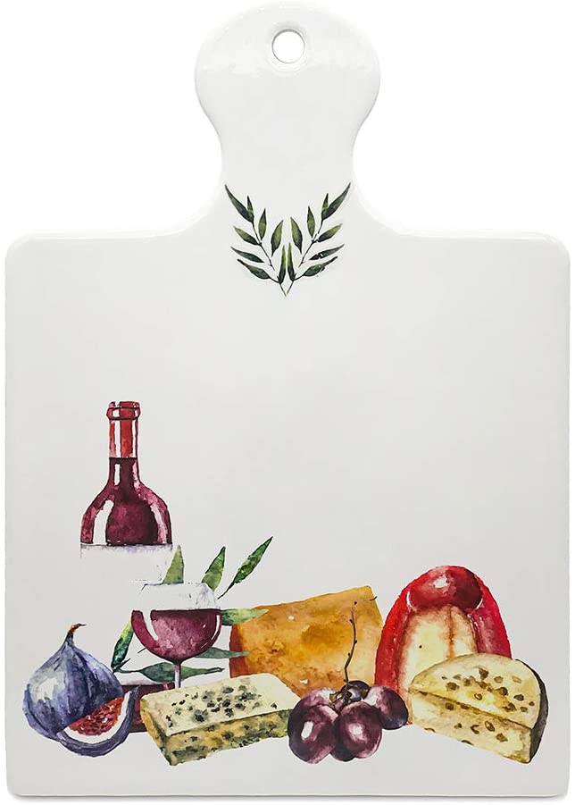 Price:$22.99 Lili White Ceramic Cheese Board With UV Print ,Elegant Gift For Christmas ,Anniversary, Birthday, Valentine, Housewarming,Couple ,Best Ceramic Gift: Home & Kitchen