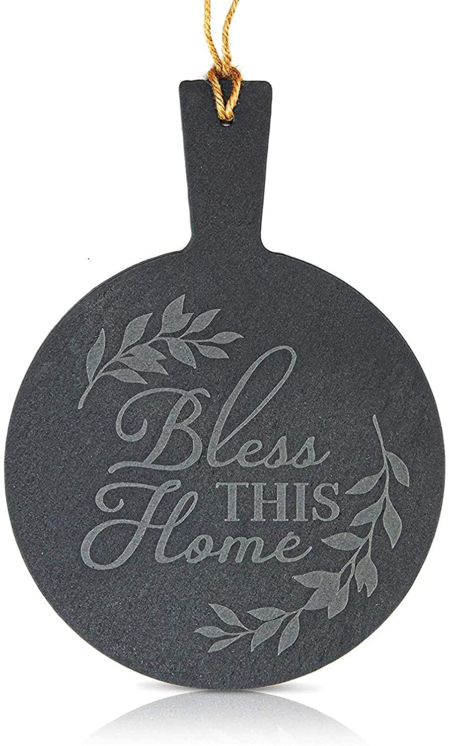 Price:$8.00 Slate Cheese Board with Rope, Bless This Home (7.3 In, Black): Cheese Servers
