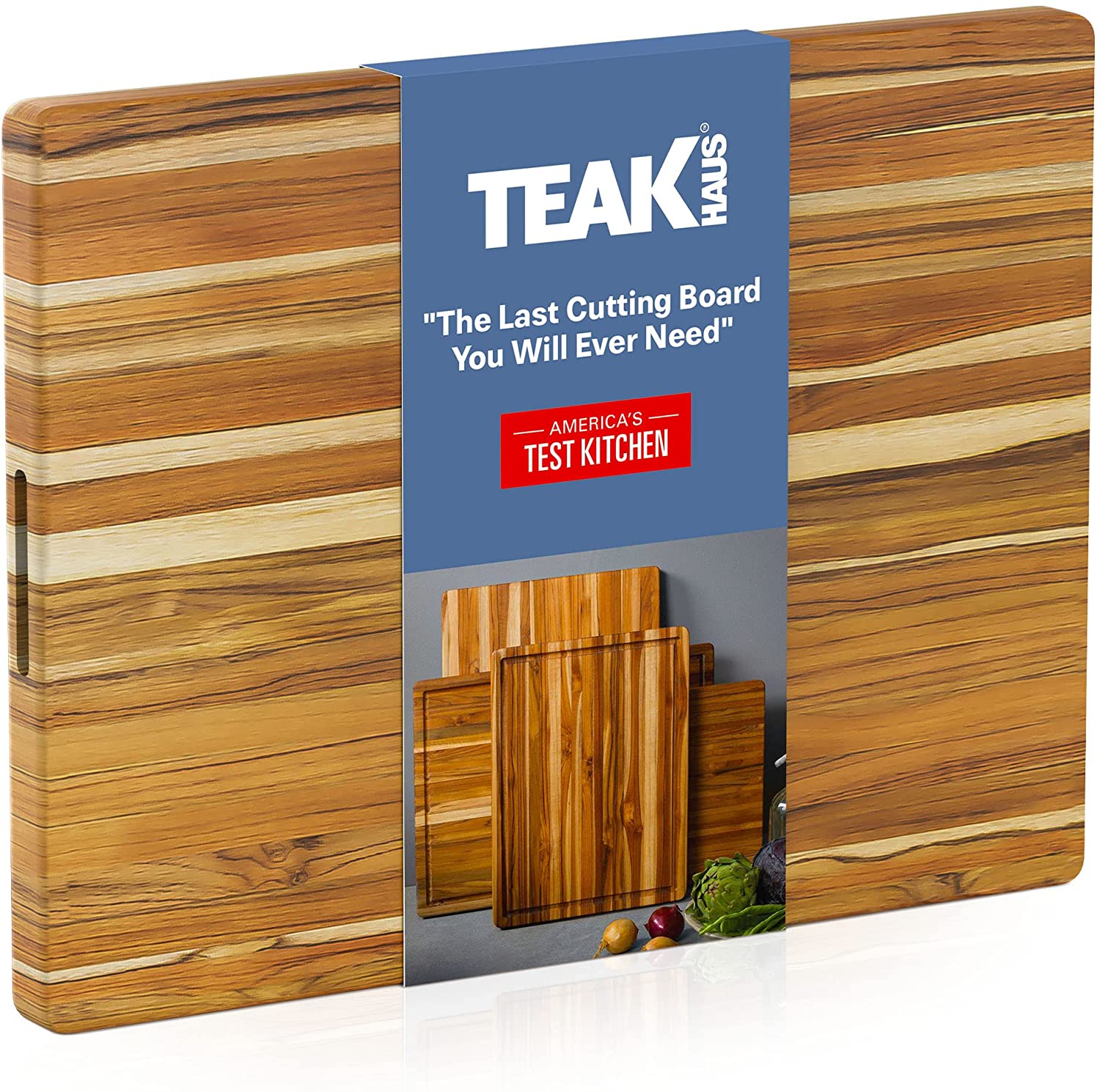 Price:$104.99 Wooden Cutting Board - Large Wooden Rectangle Carving Board With Hand Grip (24 x 18 x 1.5 Inch) - Sustainably Sourced by Teakhaus: Home & Kitchen
