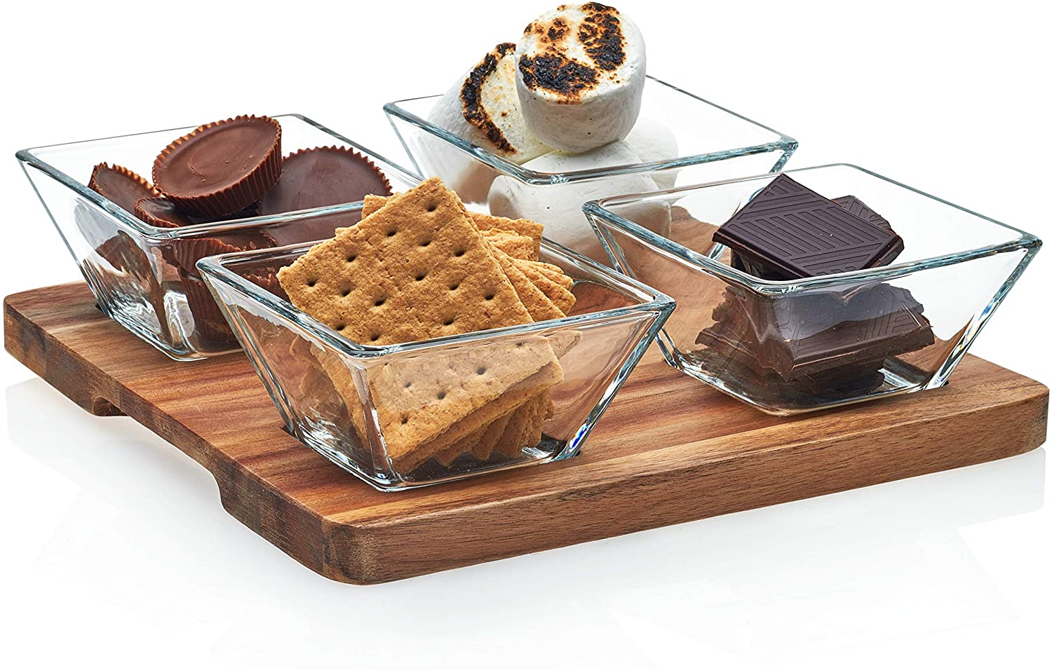 Price:$26.00 Acaciawood 4-Piece Cheese Board Serving Set with Wood Serving Board: Serving Bowls