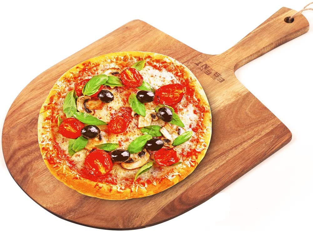 Price:$27.99 Pizza Peel Wood 14 inch Natural Acacia Homemade Baking Bread Cake Peeler Cheese Board Serving Tray: Home & Kitchen