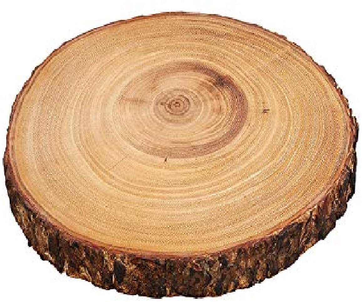 Price:$34.95 Natural Bark Acacia Wood Round Serving and Cheese Board, 9", Brown: Cheese Plates