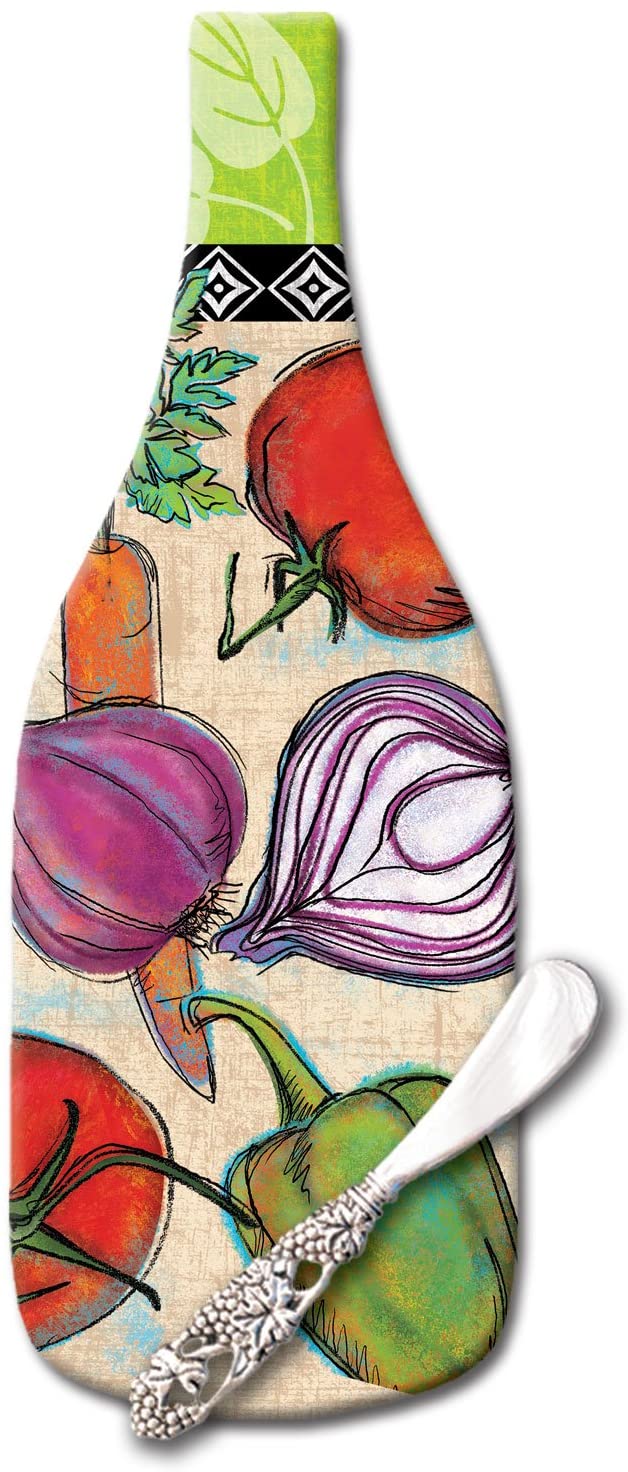Price:$24.99 Home Grown Wine Bottle Shaped Glass Cheese Board with Spreader Knife, 12-1/2": Home & Kitchen
