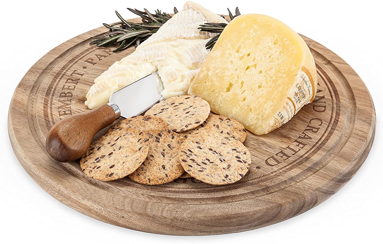 Price:$31.99 Round Cheese Board and Knife Set, Serveware Accessories for Appetizers and Charcuterie, 11 Inch Diameter: Home & Kitchen