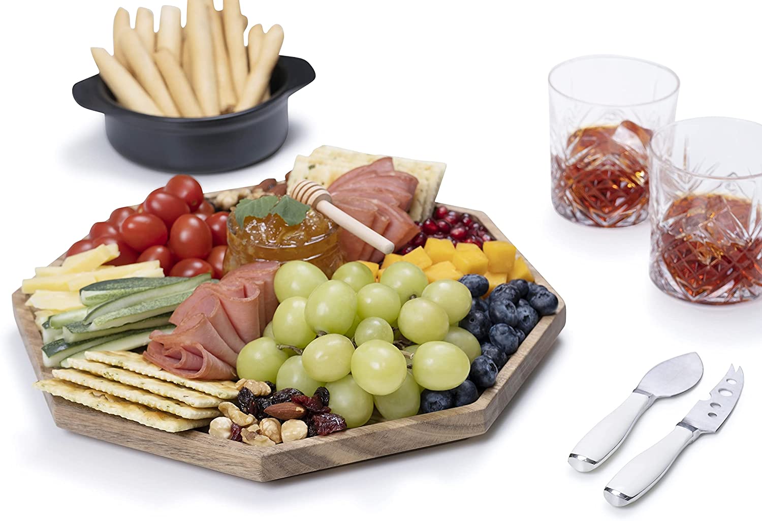 Price:$19.99 Homeware Acacia Wood Serving Tray & Charcuterie Board [Set of 2 - Combines Into One] | Cheese Board | Serving Platter | Whiskey Charger Plate | Ultimate Housewarming Gift : Home & Kitchen