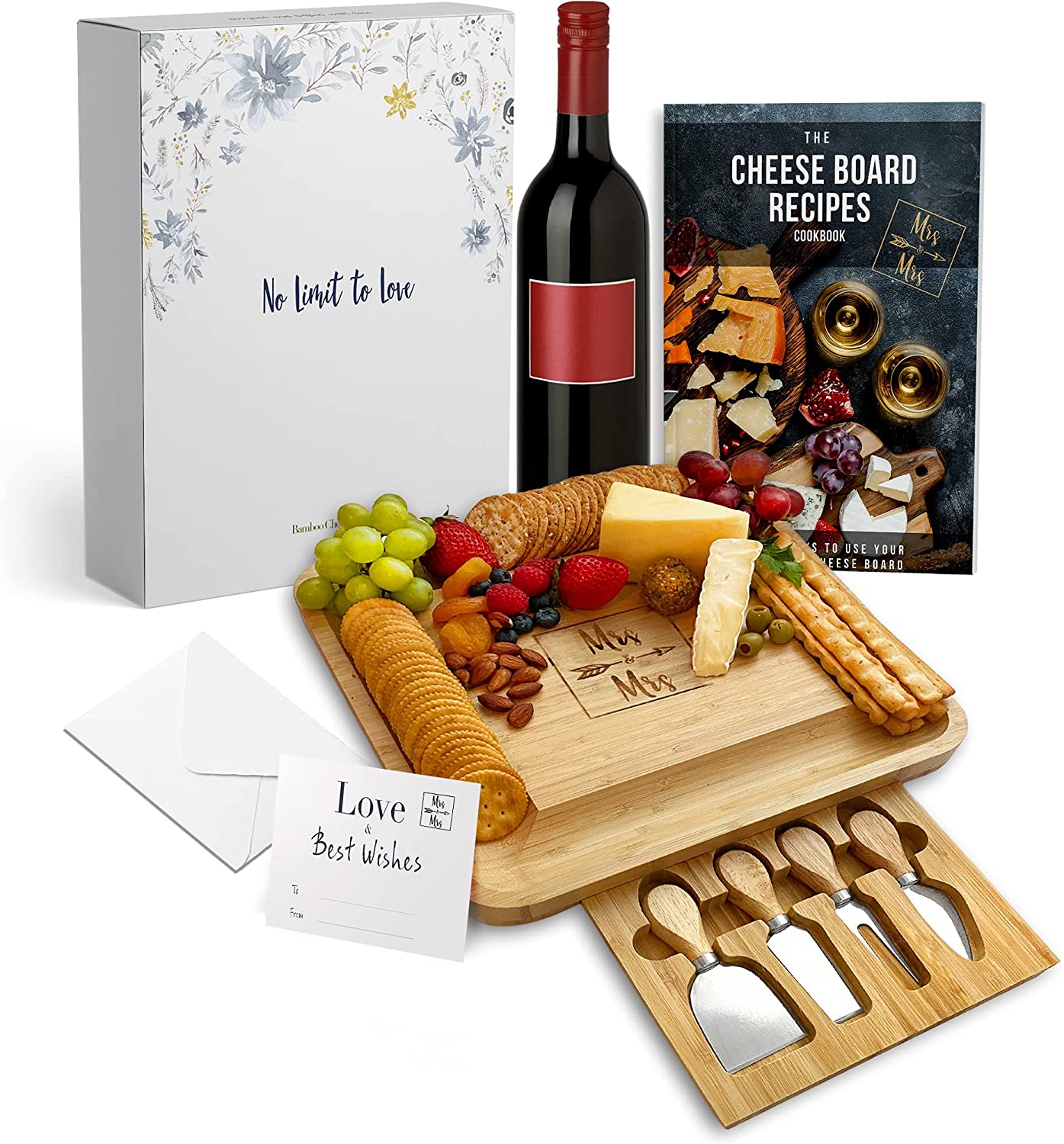 Price:$59.99 and Cheese Board - Perfect Lesbian Gift for Anniversary, Wedding or Engagement, Pride Couple – Inspirational Recipes Guide & Best Wishes Card Included: Cheese Servers