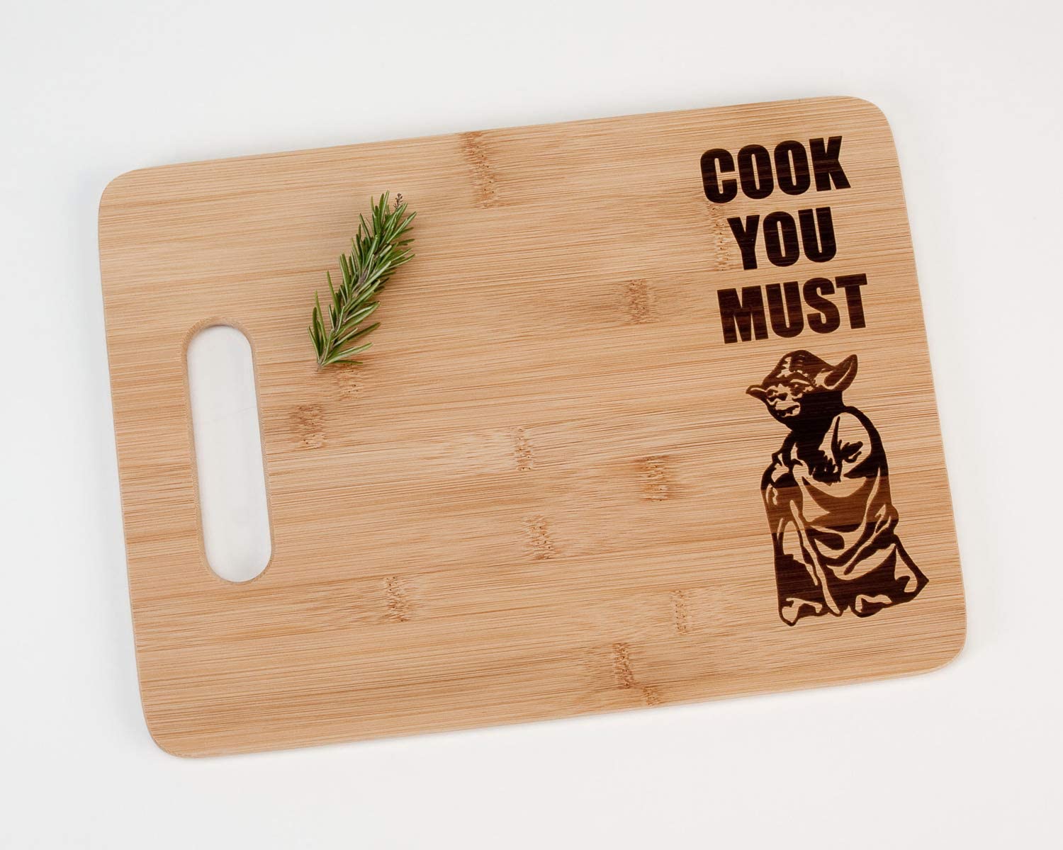 Price:$29.99 Cook You Must Engraved Bamboo Wood Cutting Board with Handle Star Wars Foodie Gift: Home & Kitchen