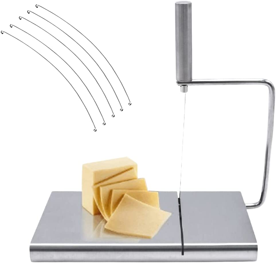Price:$13.89 Steel Cheese Slicer Board Multifunctional Butter Cutter Meats Loaf Bread with 5 Replacement Wires for Kitchen: Home & Kitchen