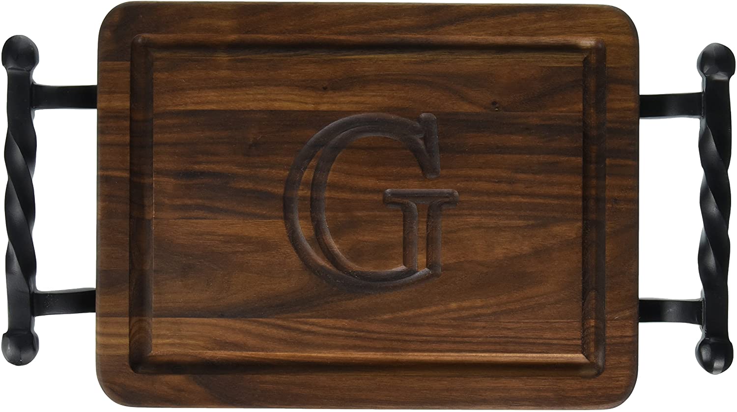 Price:$45.18 Boards W200-STWB-G Thick Bar/Cheese Board with Twisted Ball Handle, 9-Inch by 12-Inch by 3/4-Inch, Monogrammed"G", Walnut: Bar Cutting Boards: Home & Kitchen