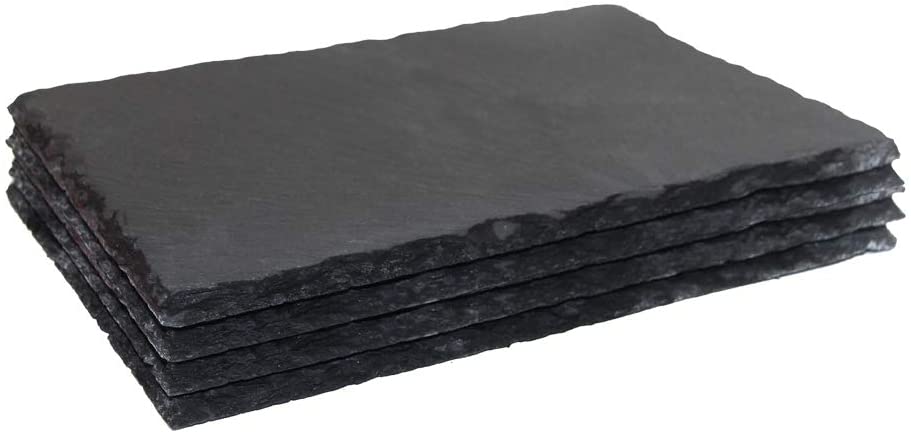 Price:$30.99 Pack 12 x 8" Black Slate Cheese Board with Natural Edge for Kitchen Dining Party, MONKEY SUN Charcuterie Stone Plates for Cake Fruit Meat Appetizers Dried Fruits Display Chalkboard, Set of 4: Cheese Plates