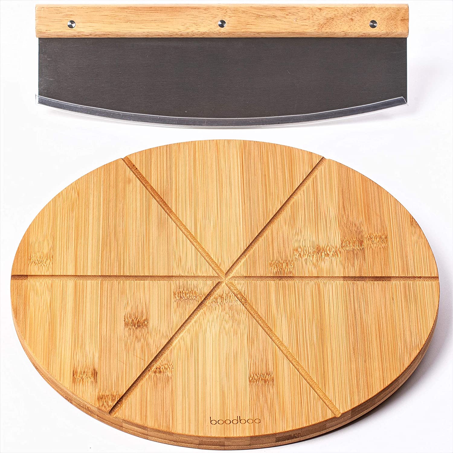 Price:$27.99 Pizza Board with Large Knife – Wood Pizza Peel – 13.5-inch Pizza Cutting Board Set for Uniform Slices – Steel Sharp Blade with Cover – Double-Sided Wooden Cutting Board: Home & Kitchen