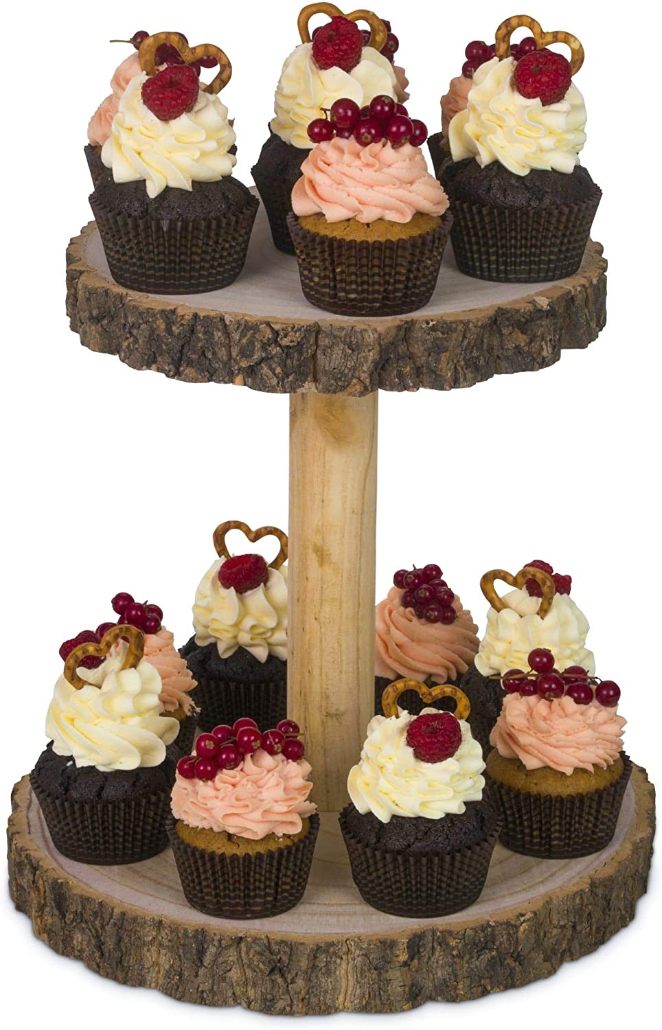 Price:$39.97 Rustic Cupcake Stand Wood - Cake Stand, Wooden Cupcake Tower & Cheese Serving Board | Two Tiered Tray Decor for Parties, Weddings | Detachable Wood Slices, Wood Board or Wood Plates : Home & Kitchen