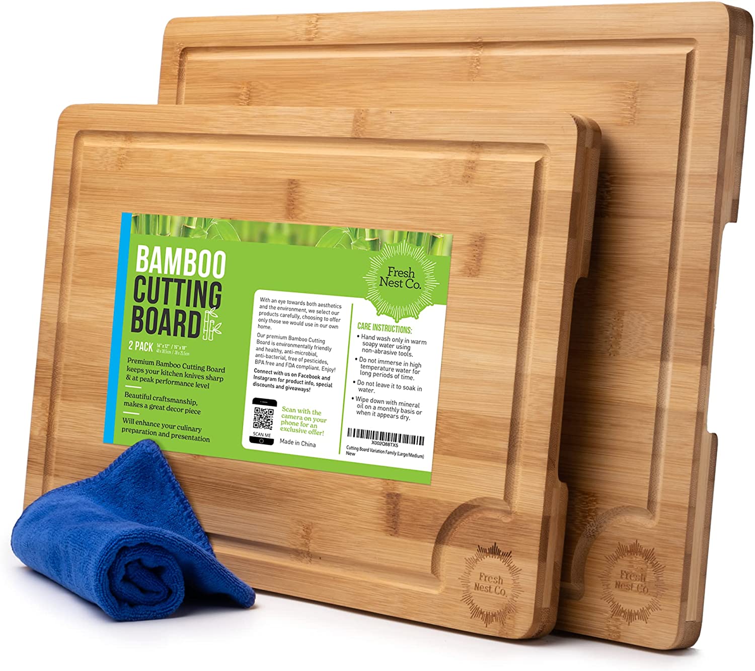 Price:$23.77 Large & Large Bamboo Chopping Board Set by Fresh Nest Co. | Big Cutting Boards | Thick Wood Cutting Board with Handle and Juice Groove | Wood Cutting Boards for Kitchen | Wooden Chopping Boards: Home & Kitchen