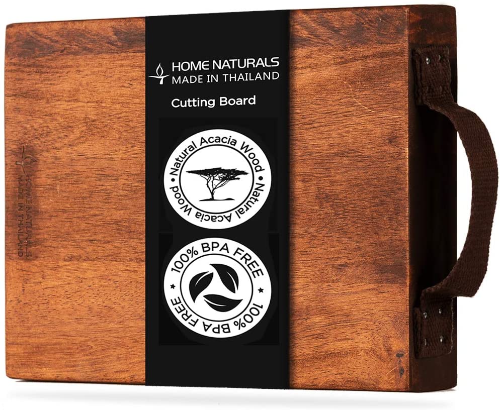 Price:$23.99 Naturals 100% Organic Wood Cutting Board with Cloth Handle - BPA Free - Butcher Chopping Board | Cheese Board | Bread Board | Steak board - 13" x 8.8" x 1.4": & Kitchen