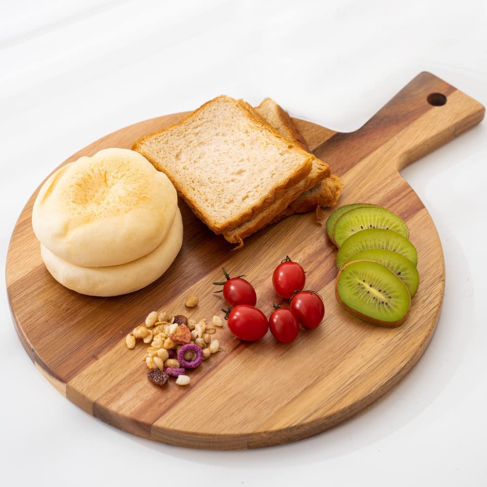 Price:$22.99 Acacia Wood Cutting Board with Handle, Wood Serving Board Charcuterie Board Bread Board Cheese Paddle Board: Home & Kitchen