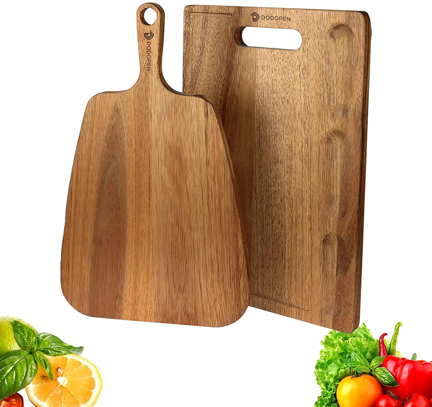 Price:$49.99 Cutting Board,DODOPEN Cutting Board 2 Set Easy Grip Handle Non-Slip With 3 Built-In Compartments And Juice Grooves,Heavy Duty Chopping Board For Cheese Bread Meats Fruits: Home & Kitchen