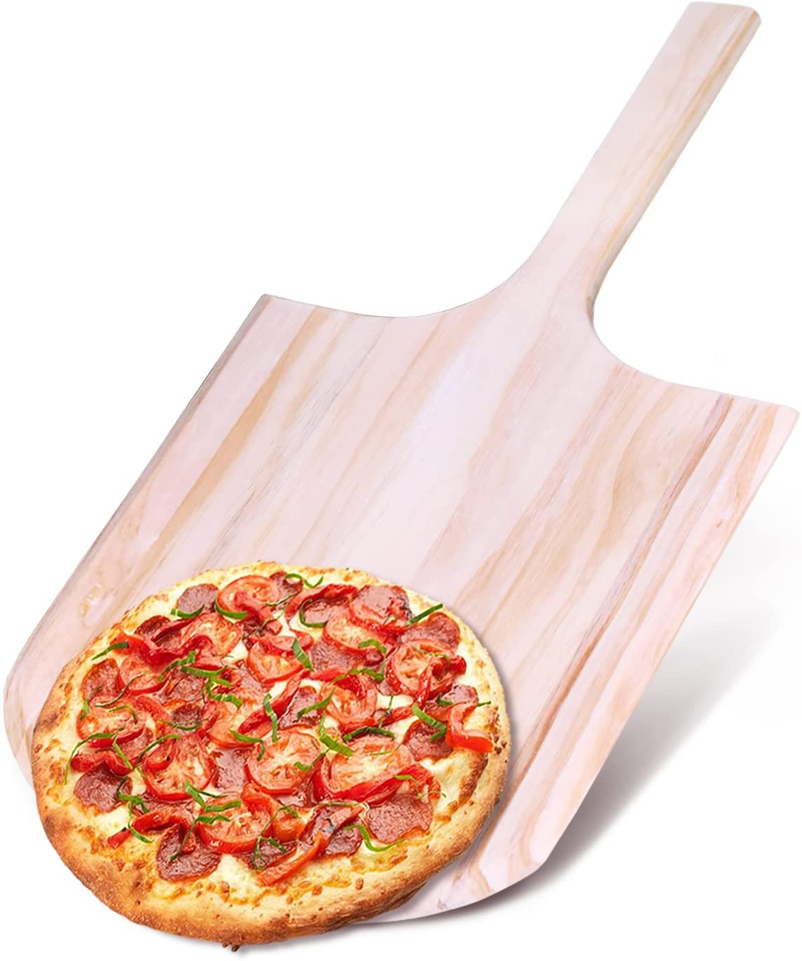 Price:$25.76 Pizza Peel 14 inch - Extra Large wooden Pizza Peel cutting Board Pizza Plate Pizza Paddle with Easy Grip Handle Oven Safe for Homemade Pizza, Cheese and Charcuterie Boards (16" x 14" x 23"): Home & Kitchen