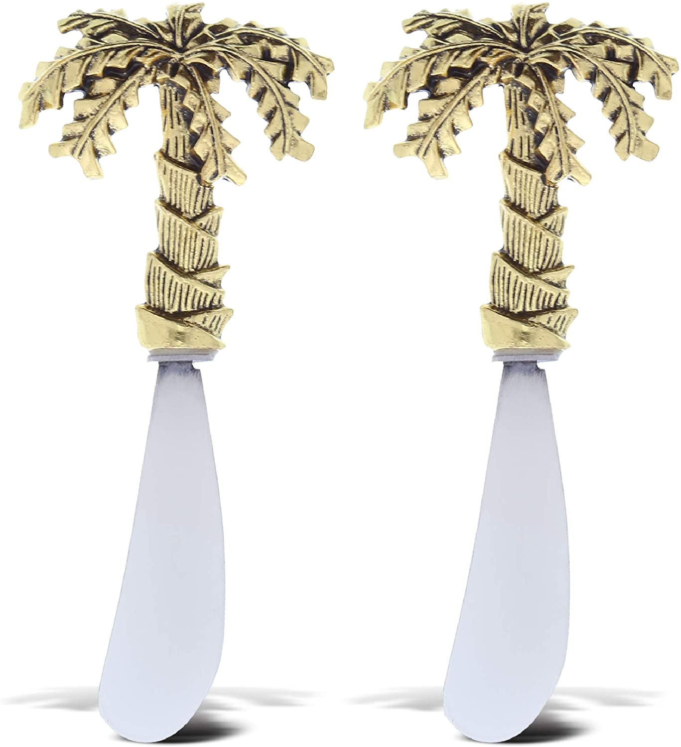 Price:$15.49 Gold Stainless Steel Dip & Cheese Spreader, Condiment & Butter Spreader Utensils For Appetizer Spread on Party Charcuterie Board, Metal Cheese Spreaders Kitchen Set of 2-4.75" - Palm Tree: Home & Kitchen