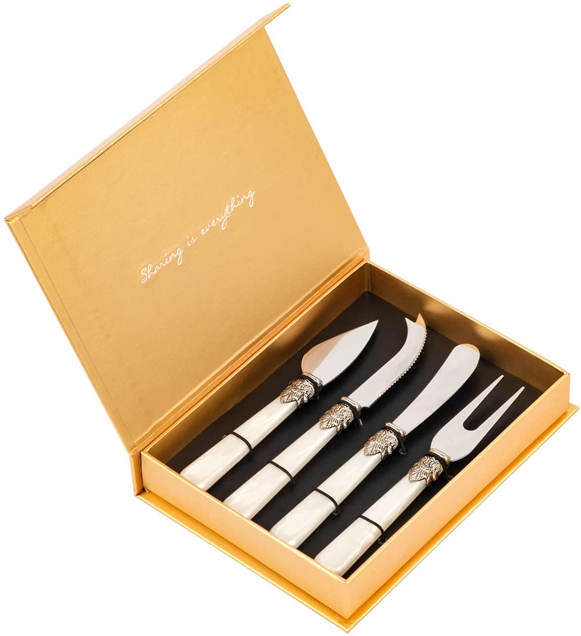 Price:$23.90 REVERIE Collection 4-Piece Cheese Tool Set Stainless Steel Cheese Knife Cheese Cutter Cheese Slicer Cheese Fork: Home & Kitchen