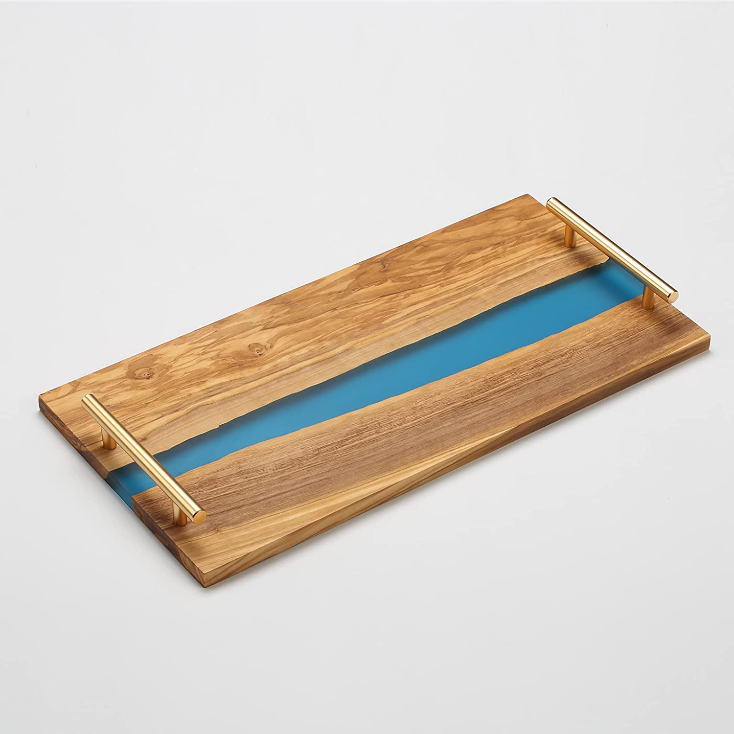 Price:$39.99 Olive Wood Resin Blue Large Size Serving Board Serving Tray: Serving Trays