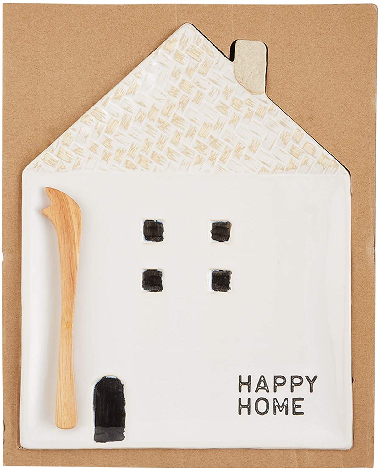 Price:$38.75 Pie White House Cheese Set, plate 11" x 8 1/2" | knife 6 1/2", Tan: Cheese Plates