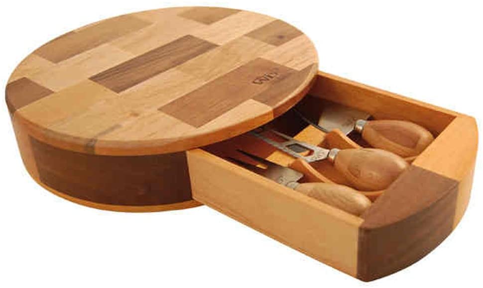 Price:$54.39 Lifestyle Cheese Board with Drawer and 3-Cheese Knives: Cutting Boards: Home & Kitchen