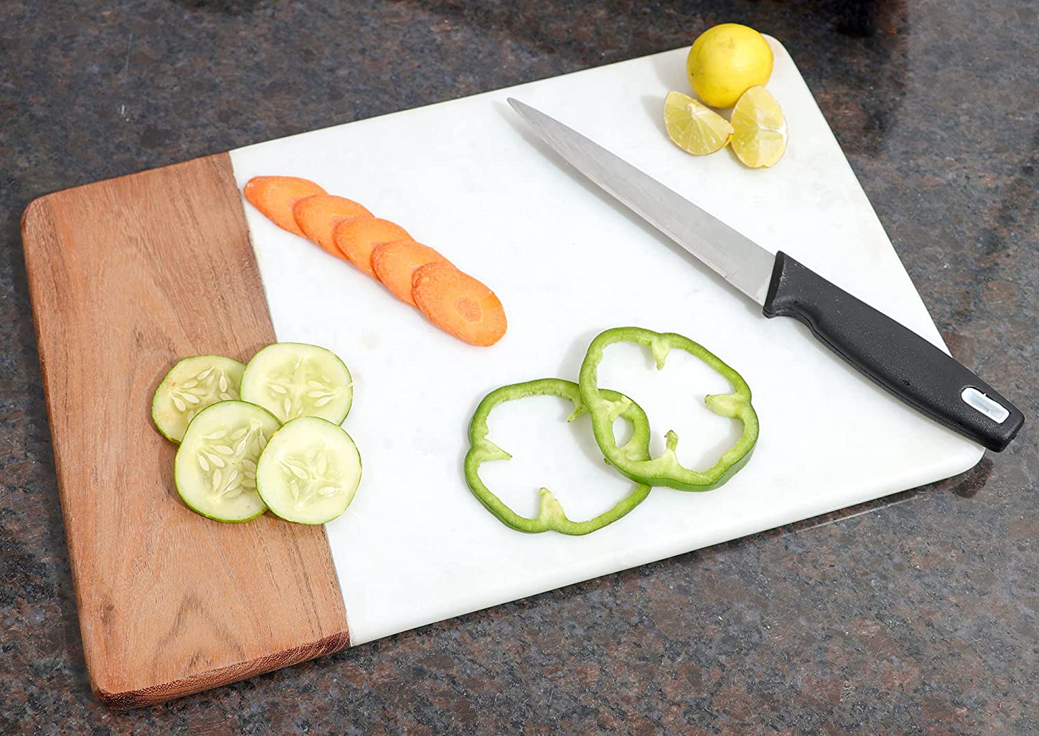 Price:$45.95 Natural White Marble And Wooden Chopping Board Big Square Shape Champagne Marbles Cutting Board Stylish Stone Cheese Board For Home And Kitchen Great Gift For Cooking Lover Size Lx38, Wx25Cm: Home & Kitchen